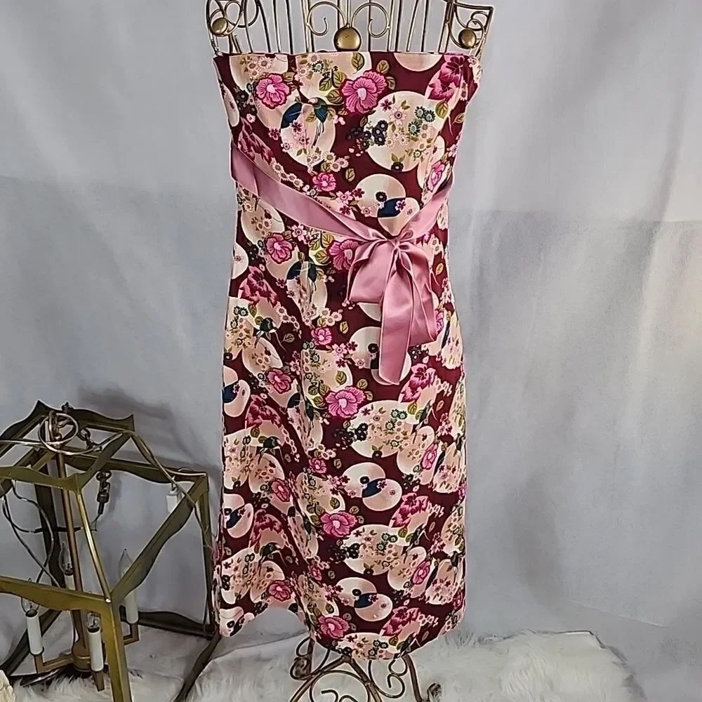 Monalice Strapless Dress with Ribbon Sash tie Size M Coquettish